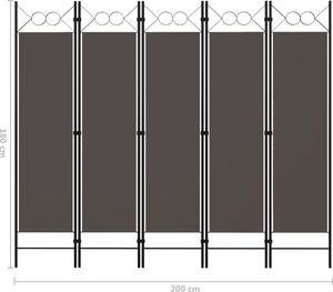 vidaXL Parawan 5-panelowy, antracytowy, 200 x 180 cm 6
