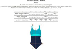 Aqua-Speed STRÓJ KĄPIELOWY DZIEWCZĘCY EMILY GRANATOWY AQUASPEED Rozmiar 158 4