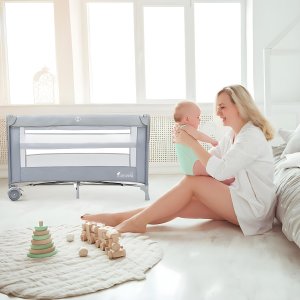 Severno Łóżeczko turystyczne składane dostawne Close To Mommy szare 15