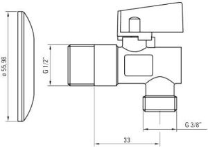 Deante Zawór kątowy z ﬁltrem 1/2"x3/8" (VFA_B62M) 2