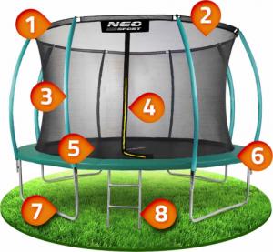 Trampolina ogrodowa Neo-Sport NS-12C181 z siatką wewnętrzną 12.5 FT 374 cm 8