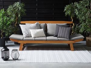 Beliani Sofa ogrodowa drewniana jasna z regulowanymi podłokietnikami PORTICI 2