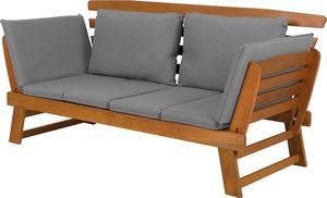 Beliani Sofa ogrodowa drewniana jasna z regulowanymi podłokietnikami PORTICI 3