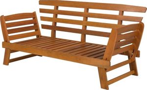 Beliani Sofa ogrodowa drewniana jasna z regulowanymi podłokietnikami PORTICI 6