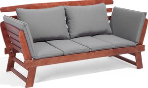 Beliani Sofa ogrodowa drewniana ciemna z regulowanymi podłokietnikami PORTICI 3