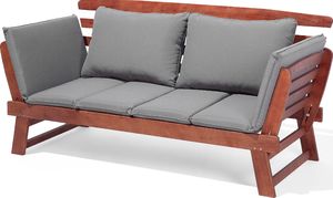 Beliani Sofa ogrodowa drewniana ciemna z regulowanymi podłokietnikami PORTICI 7