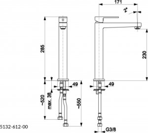 Bateria umywalkowa KFA Logon stojąca czarny (5132-612-81) 5