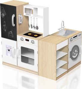 Ecotoys Drewniana kuchnia dla dzieci xxl tablica + led 3
