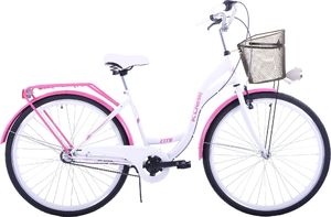 Kozbike (K19) Rower miejski damski Kozbike 28 biało-różowy 3 biegi 4