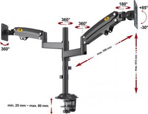 HB Uchwyt biurkowy na monitor 17" - 32" (H180B) 6