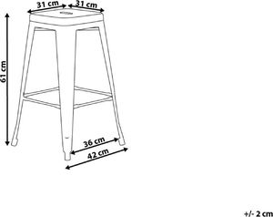 Beliani Zestaw 2 stołków barowych metalowych 60 cm żółty CABRILLO 5