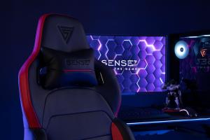 Fotel SENSE7 materiałowy Sentinel czarno-czerwony 20