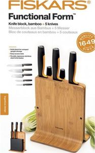 Fiskars Zestaw 5 noży w bloku bambusowym Functional Form 1057552 2