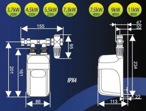 Przepływowy podgrzewacz wody Dafi POZ03135 7.3 kW 0.6 MPa (POZ03135 ) 3