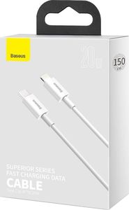 Kabel USB Baseus USB-C - Lightning 1.5 m Biały (CATLYS-B02) 10