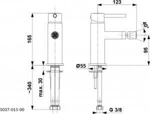 Bateria bidetowa KFA Moza stojąca chrom (5037-015-00) 2