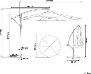 Beliani Parasol ogrodowy Ravenna piaskowy 300 cm 8