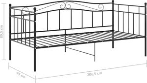vidaXL Rama sofy, czarna, metalowa, 90x200 cm 8