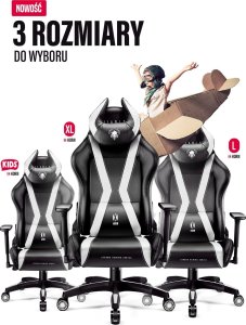 Fotel Diablo Chairs X-Horn 2.0 czarno-biały + EGON 1100 Białe 110 cmx60 cm 14