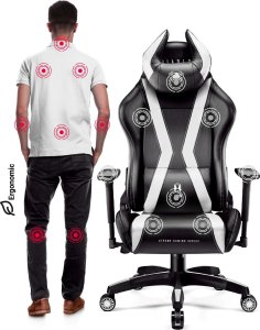 Fotel Diablo Chairs X-Horn 2.0 czarno-biały + EGON 1100 Białe 110 cmx60 cm 18