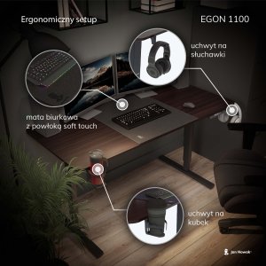 Fotel Diablo Chairs X-ONE 2.0 NORMAL czarno-biały + EGON 1100 Orzechowe 110 cmx60 cm 13