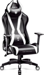 Fotel Diablo Chairs X-Horn 2.0 czarno-biały + EGON 1100 Orzechowe 110 cmx60 cm 2