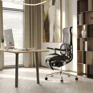 Fotel Diablo Chairs BRAVE Fotel biurowy ergonomiczny V-KINETIC czarny + EGON 1100 Orzechowe 110 cmx60 cm 6