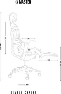 Krzesło biurowe Diablo Chairs V-Master Szare + EGON 1100 Czarne 110 cmx60 cm 2