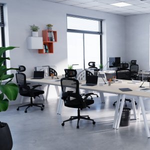 Krzesło biurowe Diablo Chairs V-Light Czarne + EGON 1100 Białe 110 cmx60 cm 5
