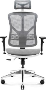 Krzesło biurowe Diablo Chairs V-Basic Biało-szare + EGON 1100 Białe 110 cmx60 cm 3