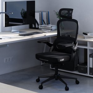 Krzesło biurowe Diablo Chairs V-Light Czarne + EGON 1100 Orzechowe 110 cmx60 cm 11