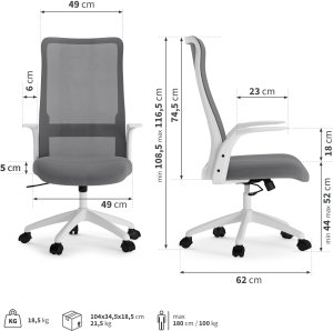 Krzesło biurowe SENSE7 JUNO szare + kabel usb 8