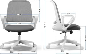 Krzesło biurowe SENSE7 Sopty Biało-szare + kabel usb 12
