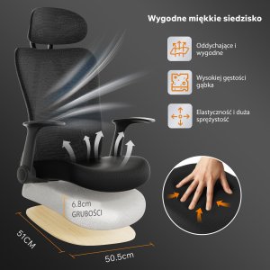 Krzesło biurowe SENSE7 Noxo Czarne + kabel usb 7