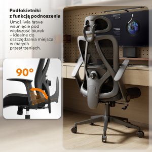 Krzesło biurowe SENSE7 Noxo Czarne + kabel usb 8