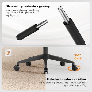 Krzesło biurowe SENSE7 Noxo Czarne + kabel usb 9