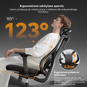 Krzesło biurowe SENSE7 Moyo Czarne + kabel usb 6
