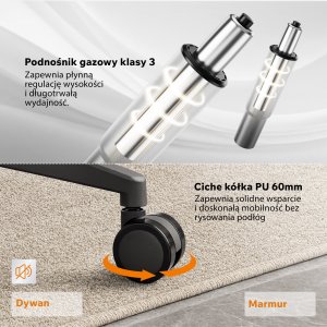 Krzesło biurowe SENSE7 Moyo Czarne + kabel usb 9