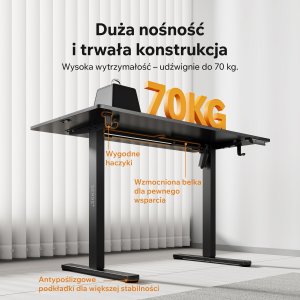 Biurko SENSE7 NOJO LIGHT Czarne 120 cmx60 cm + kabel usb 5