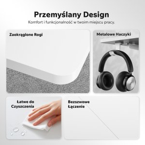 Biurko SENSE7 NOJO LIGHT Białe 120 cmx60 cm + kabel usb 7