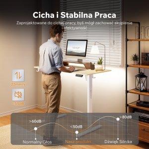 Biurko SENSE7 NOJO LIGHT Jasnobrązowo-Białe 120 cmx60 cm + kabel usb 8