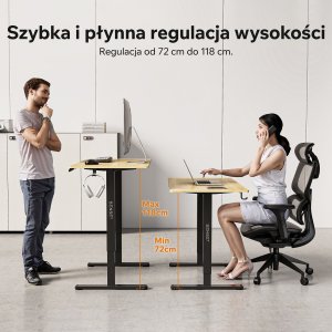 Biurko SENSE7 NOJO LIGHT Jasnobrązowo-Czarne 120 cmx60 cm + kabel usb 3