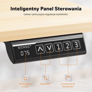 Biurko SENSE7 NOJO LIGHT Jasnobrązowo-Czarne 120 cmx60 cm + kabel usb 6
