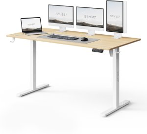 Biurko SENSE7 NOJO LIGHT Jasnobrązowo-Białe 140 cmx70 cm + kabel usb 2