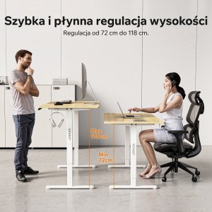 Biurko SENSE7 NOJO LIGHT Jasnobrązowo-Białe 140 cmx70 cm + kabel usb 3