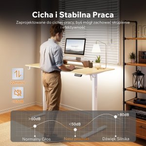 Biurko SENSE7 NOJO LIGHT Jasnobrązowo-Białe 140 cmx70 cm + kabel usb 6