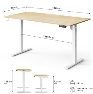 Biurko SENSE7 NOJO LIGHT Jasnobrązowo-Białe 140 cmx70 cm + kabel usb 9