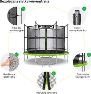 Trampolina ogrodowa Zipro Jump Pro z siatką wewnętrzną 10FT 312cm + Mata Celnościowa 6