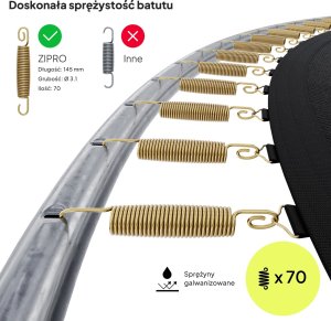 Trampolina ogrodowa Zipro Jump Pro z siatką wewnętrzną 12FT 374cm + Mata Celnościowa 8