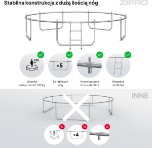 Trampolina ogrodowa Zipro Jump Pro Premium z siatką wewnętrzną 12FT 374cm + Mata Celnościowa 6